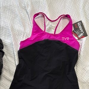 TYR Pink and White Athletic Tank Top